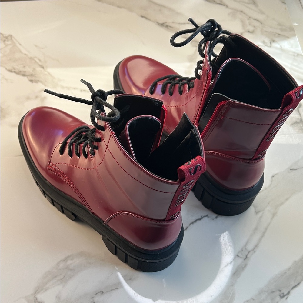 Guess Women's Burgundy Combat Boots